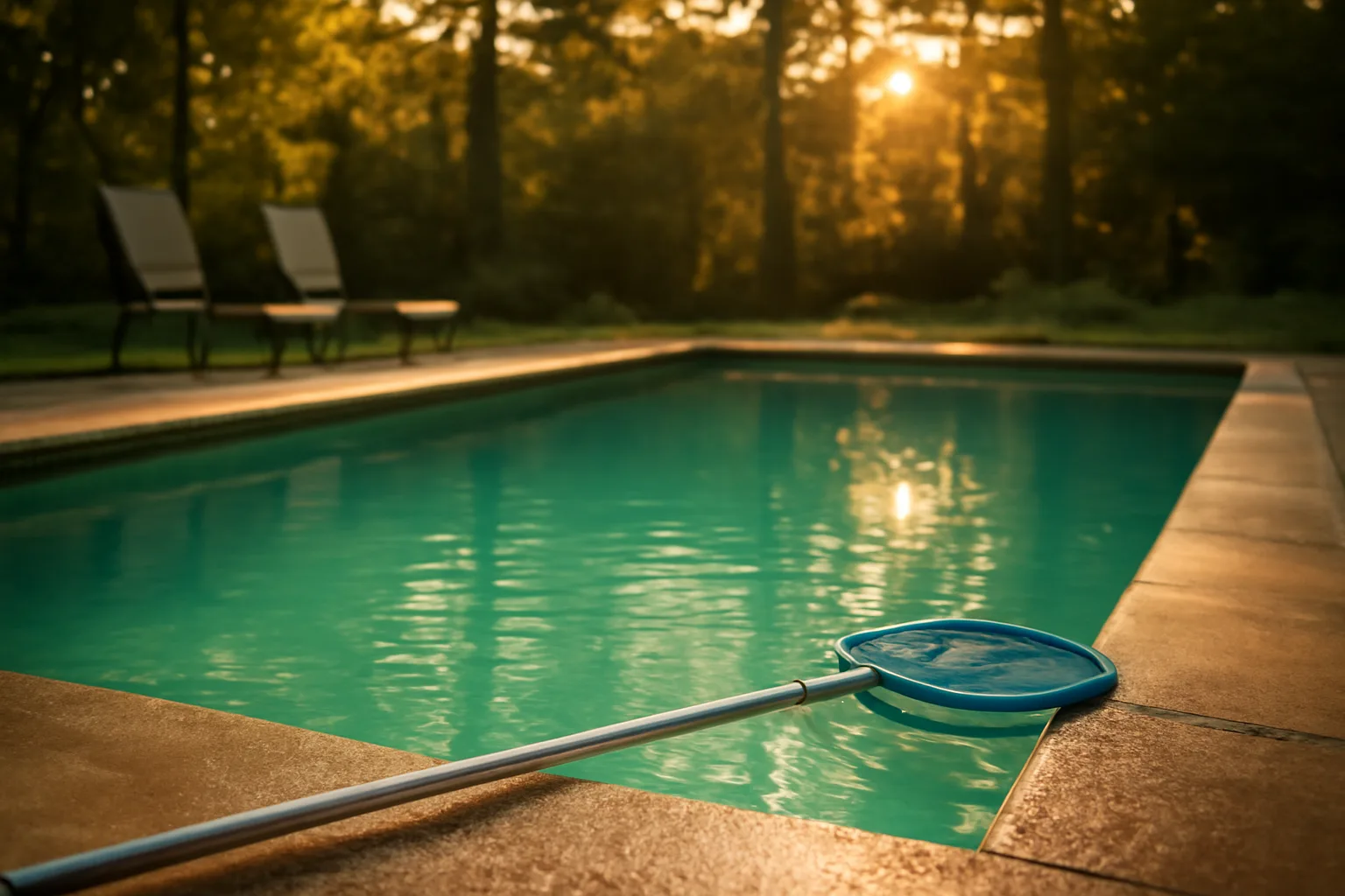 Quiet Arkansas backyard in-ground pool ready for route service